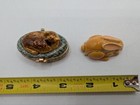 Vtg Lot 2 Monet Trinket Box Enamel Cat   Bunny Rabbit Perfume Holder Solid An2