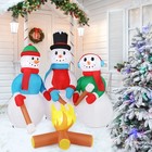 Lighted Inflatable Christmas Decoration 7ft  snowman Family Campfire 