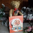 Old Vintage Modern Retro Style Christmas Santa Woolworth Store Advertising Sign