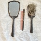 Antique Silver-tone Vanity Set Hand Mirror Hair Brush   Comb