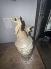Antique German Lithophane Regimental Beer Stein Hand Painted   Enameled C 1910