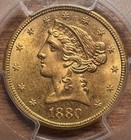 1880-s  5 Gold Liberty Head Pcgs Ms63 Cac