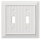 White Double Toggle Wall Plate Double Switch Plate Beadboard 126359