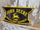 Vintage John Deere Porcelain Sign Old Farm Equipment Tractor Agricultural Barn