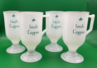 Set Of 4 Vtg Real Milk Glass Irish Coffee Mugs W Green Shamrock 8oz Gold Rims