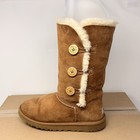 Ugg Bailey Button Triplet Tall Chestnut Suede Boots Women   s Size 5 1962 Read