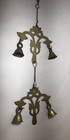 Vtg Brass Hanging Bell Ornament W two Filigree Tiers Dangling Chimes