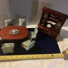 Vintage 1 12 Dollhouse Miniature Dining Room Set Mahogany Table 6 Chairs hutch