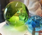 Hand Blown 22    Round Green Glass Fishing Float Buoy Ball