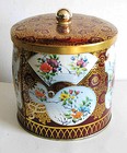 Daher Designed Tin Asian Influence Made England 5 5x5  Gold Trim Free Sh