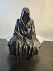3d Plastic Halloween Grim Reaper  Goth  Black Robed Ghost Sitting Statue 8 5 h 