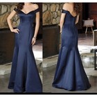 Morilee Madeline Gardner Satiny Mermaid Prom Gown  Wedding Cocktail Sz 16 Navy