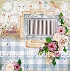 Digital Layout -  smile  Easter Bunnies   Plaid Shabby Chic Scrapbook Page Jpeg