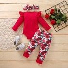 Newborn Infant Baby Girl Rose Outfits Romper Tops Pants Headband Clothes Set