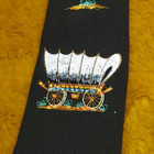 1940s 1950s Vintage  mens Tie   Hand Painted  cowboy Western Pioneer Wagon   52 
