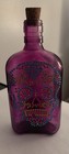 Decorative Purple Glass Bottle With Skeleton Design  7    Tall  Halloween