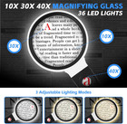 40x 30x 10x Magnifying Glass With Light And Stand  Large Handheld Magnifying Gla