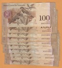 Venezuela Circulated Notes Lot 10 Pieces 100 Bolivares Fuertes Different Dates