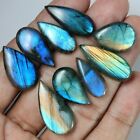 Natural Labradorite Pear Cabs - High-quality Gemstones - Lot Of 9 Cabochons
