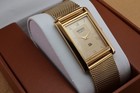 Vintage Seiko Slim Quartz Men s Wrist Watch Cream  Dial With Gold Mesh Band 