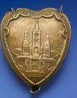 Vintage Catholic Large 3d Bronze Tone Lourdes Heart Rosary Center Medal