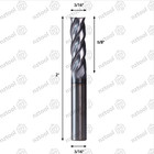4 Flute 3 16  X 5 8  X 2  Solid Carbide Long End Mill - Altin Coated 5 Pcs