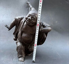 Budai Buddha 11 7 In Bronze Statue Antique Japanese Meiji Era Buddhism Figurine