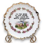 7  Vintage 1950s Transferware Porcelain Gold Gilt Funny Wall Plate Japan