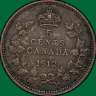 1912 Canada Five Cent Silver King George V Extremely Fine Xf Coin  50995