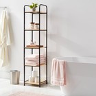 Tall Bath Wood Storage Towel Black Metal - Brightroom  5-shelf