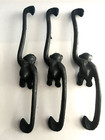 Vintage Cast Iron Monkey S Kettle Pot Hook Plant Hanger Black 7 5  Set Of Three