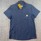 Carhartt Relaxed Fit Midweight Short Sleeve Pocket Polo Shirt Womens L Navy New