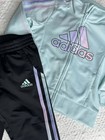 Adidas Girls 2t Light Mint Jacket   Black Pants Tracksuit Set Striped Polyester