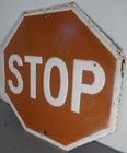 Vintage 24  Embossed Steel Automotive Stop Sign  1950s   Very Heavy