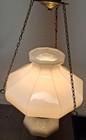 Vintage White Milk Glass Hurricane Swag Hanging Light 12  Diameter Works 