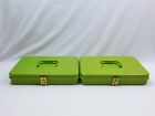 Set Of 2 Vintage 1970s Wilson Wil-hold Plastic Short Sewing Boxes Avocado Green