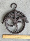 Antique Cast Iron Well Pulley Wheel With Fender Rope Hoist Farm Tool Steampunk