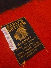 Vintage 100 Percent Pure Wool Blanket Red Black Early s Settler 68x84 England 