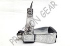 Aluminum Engraved 4 75  Adult Western Horse Stirrups With Original Leather Brown