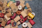 Lot Of 77 Vintage Wooden Sewing Thread Spools Sizes Brands Empty Wood Crafts   