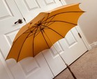 Rare Antique Pk Polan Katz Nylon Umbrella Parasol Gold Brass Handle Tassel