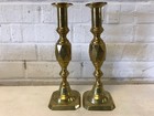 Antique Brass Pair Of Candle Holders Candle Sticks W  Diamond Form Decoration