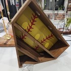 Wooden Baseball Display Case Wall Holder For Balls Medals   Championship Rings 
