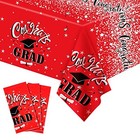  3 Pcs 2025 Graduation Tablecloths Plastic Congrats Grad Table Cover Class Red