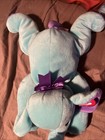 1998 Ty Pillow Pals Squirt Elephant Teal Blue Purple Bow Plush Stuffed Animal
