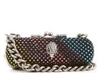 Multi Rhinestone Chain Strap Lipstick Holder Clutch Crossbody Bag Multi Color