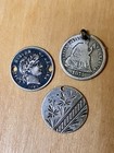 Lot 3 Antique Love Tokens  Double Sided Token And Seated Barber Dimes