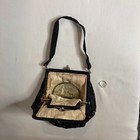 Antique Art Deco Nouveau 1920s Flapper Purse Black Silk Rhinestone Metal Frame