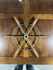 Solid Brass   Hard Wood Handles - Vintage Ship Wheel  Captain Wheel Nautical