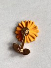 Sunflower Brooch Pin     Yellow Flower With Rhinestone Leaves  Gold Tone